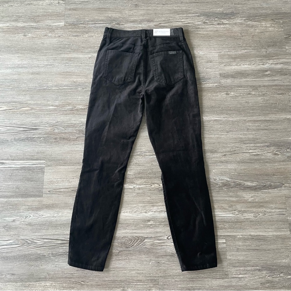 NWT 7 For All Mankind High Waist Button Fly Velvet Ankle Skinny Pants Black 27 - Picture 7 of 9